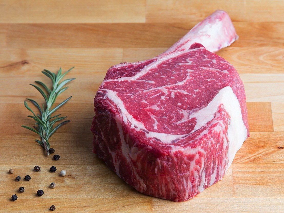 1 x 32-36oz AAA Black Angus grass-fed Ribeye Cowboy Steak